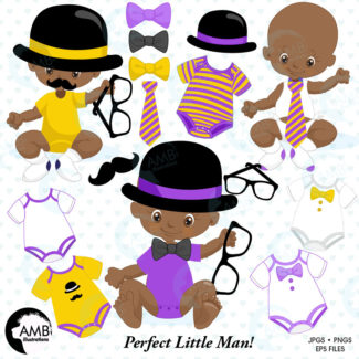 80% OFF Baby Boy clipart, African American baby boy, birthday clipart, create your own clipart, dark skin boy birthday clipart, AMB-1332