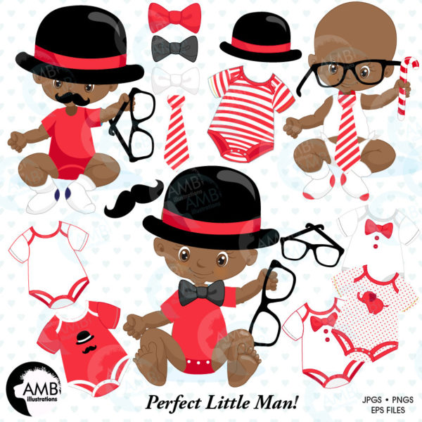 80% OFF Baby Boy Clipart, African American baby boy birthday clipart, create your own clipart, dark skin boy birthday clipart, AMB-1335