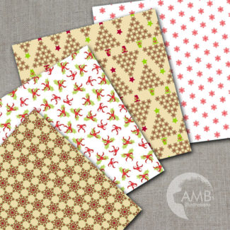 80%OFF Holly Jolly Christmas Digital Paper, Christmas Paper, Christmas Background, Scrapbooking Papers, Commercial Use, AMB-585