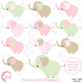 Baby Girl Elephant Nursery, AMB-1374