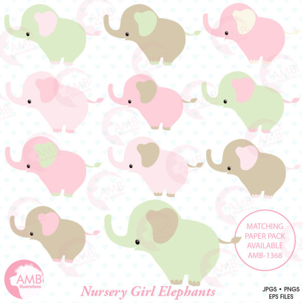 Baby Girl Elephant Nursery, AMB-1374