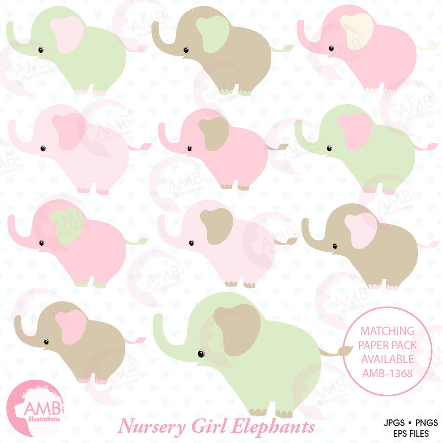 Baby Elephant Girl Nursery | AMBillustrations.com