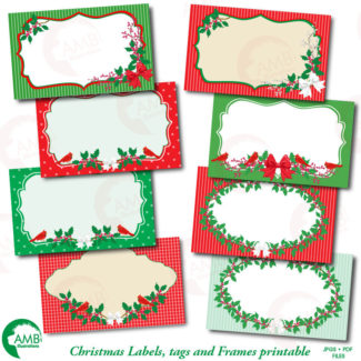 Christmas Gift Tags Clipart, AMB-1500