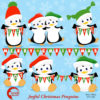 Christmas clipart, Joyful Penguin clipart,  Winter clipart, baby penguin, bird clipart, commercial use, instant download, AMB-1128