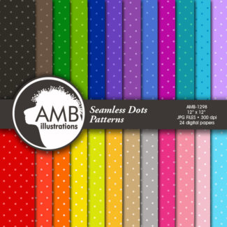 Dot Digital Papers, Polka Dot Digital Pattern, Color on color backgrounds, scrapbook papers for invites and crafts, AMB-1298