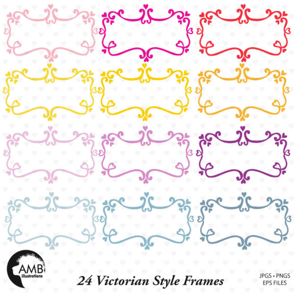 Frames Clipart, Lovely Victorian Style Frames, Wire Frames Clipart, Commercial Use, Instant Download, AMB-479