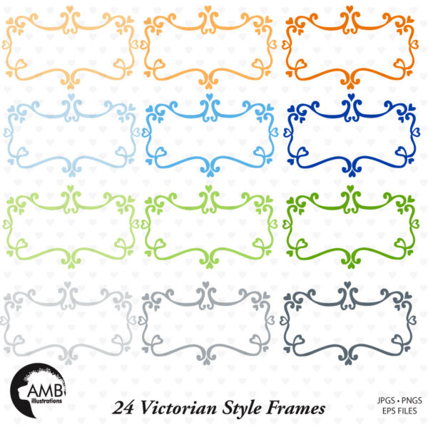 Frames Clipart, Lovely Victorian Style Frames, Wire Frames Clipart, Commercial Use, Instant Download, AMB-479