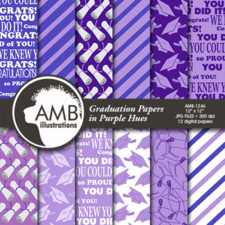 Graduation digital papers, Grad papers, Purple Graduation, scrapbook papers, commercial use, digital download, scrapbook, AMB-1246