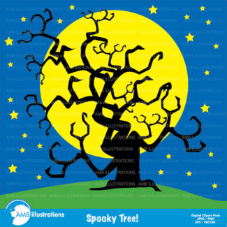 Halloween clipart, spooky tree clipart, commercial use, vector graphics, digital clip art, digital images, AMB-287