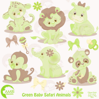 Baby Safari Animals in Green AMB-1213