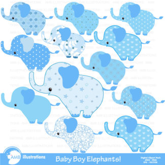80%OFF Blue Baby Elephant clipart, Nursery baby clipart, Nursery clip art, commercial use, vector graphics, digital images, AMB-889