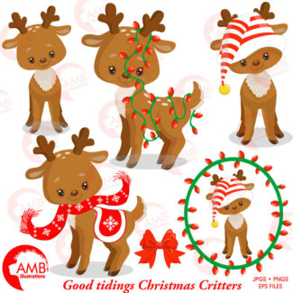 80%OFF Christmas Clipart, Reindeer Clipart, Santa's Reindeer, Rudolph Clipart, Baby reindeer Clipart, Commercial Use, AMB-1558