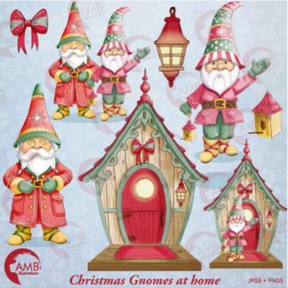 80%OFF Christmas gnomes clipart watercolor, Christmas bird house clipart, Gnomes clipart, Christmas elf clipart, AMB-1543