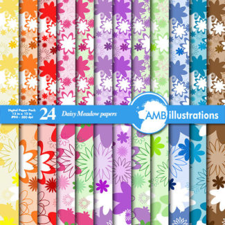 80%OFF Daisy floral Digital Papers, Floral papers, pastel papers,spring scrapbook papers, commercial use, AMB-851