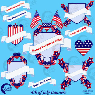 80%OFF Fourth of July clipart, Banners, embellishments, independence day clipart, 4th of july clipart, american, commercial use, AMB-924