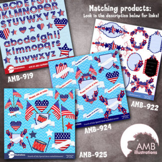 80%OFF Fourth of July clipart, Banners, embellishments, independence day clipart, 4th of july clipart, american, commercial use, AMB-924