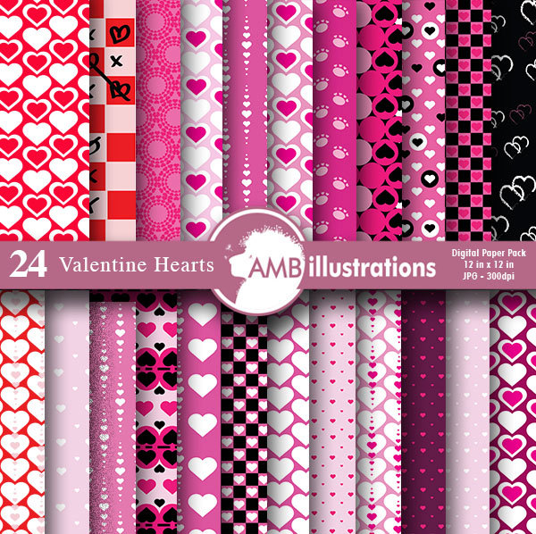 Valentine's Day Digital papers Hearts, valentine
