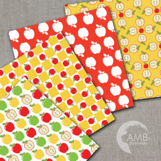 Apple digital papers Apple scrapbooking papers, Apples orchard, Apple Picking paper pack, Commercial Use, AMB-136