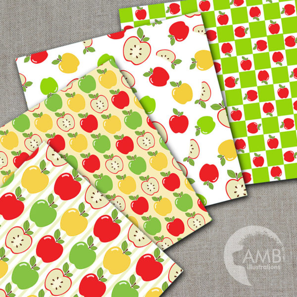 Apple digital papers, Apple themed papers, Apple picking, Harvest, Thanksgiving, Fall Themed Backgrounds, Commercial Use, AMB-135