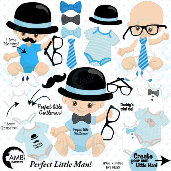 Baby boy clip art, baby boy birthday clipart, create your own clipart, boys clipart, boy birthday clipart, masculine clipart, AMB-1291