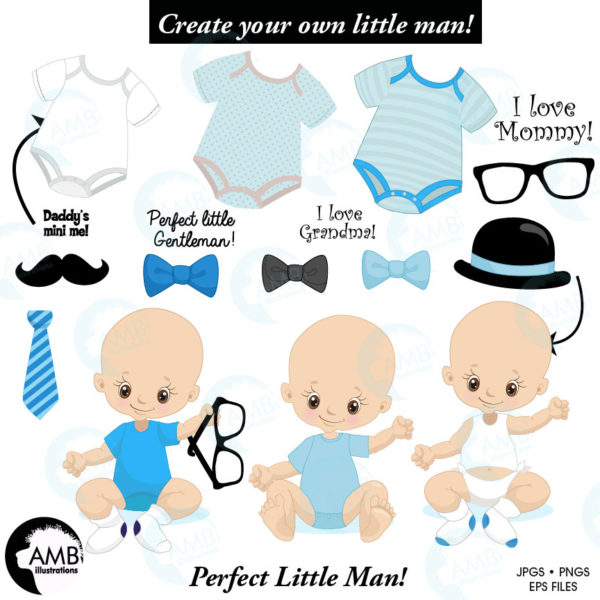 Baby boy clip art, baby boy birthday clipart, create your own clipart, boys clipart, boy birthday clipart, masculine clipart, AMB-1291