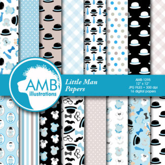 Baby boy digital papers, Baby shower paper, nursery boy paper, onesies paper,  baby boy birthday papers, baby boy papers, AMB-1295