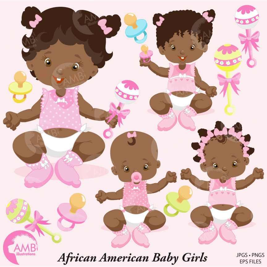 newborn black baby girl clipart