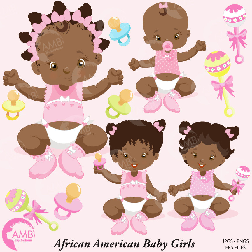 black newborn baby girl clipart