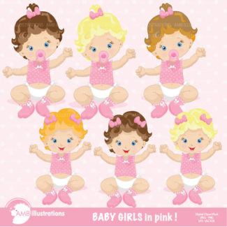 Baby girl clip art, Baby girl clipart, Girl baby clipart, commercial use, vector graphics, AMB-830