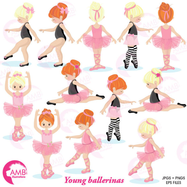 Ballerina clipart, Ballet clipart, pink ballerina, girl dancing, commercial use,  instant download, AMB-1306