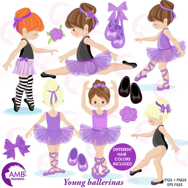 Ballerina clipart, Ballet clipart, Purple ballerina, Girls Dancing, Ballet Class, Ballerinas clipart, commercial use, AMB-1327