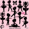 Ballerina silhouette clipart, Ballet silhouette clipart, pink ballerina silhouettes, black silhouette clipart, instant download, AMB-1584