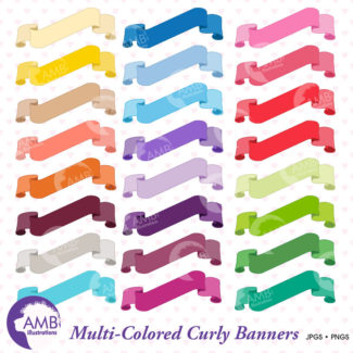 Banners clipart, flags clipart, bunting clipart, commercial use, digital clipart, instant download,  AMB-553