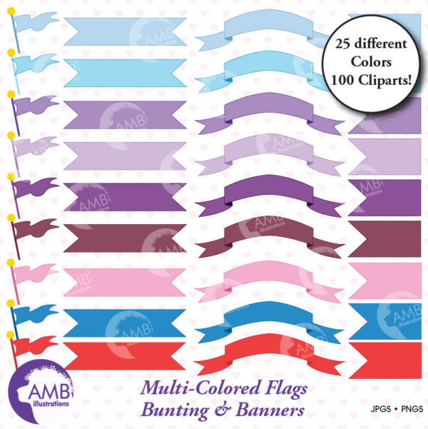 Banners CLIPART, flags clipart, bunting clipart, vector graphics, commercial use, digital clipart, instant download, AMB-303