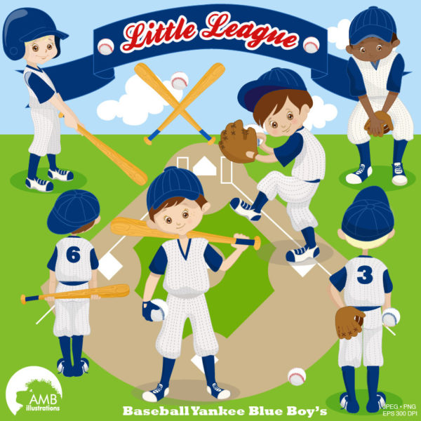 Baseball clipart, Yankee Blue clipart, Baseball Team clipart, Commercial use, vector graphics, digital images, AMB-1227