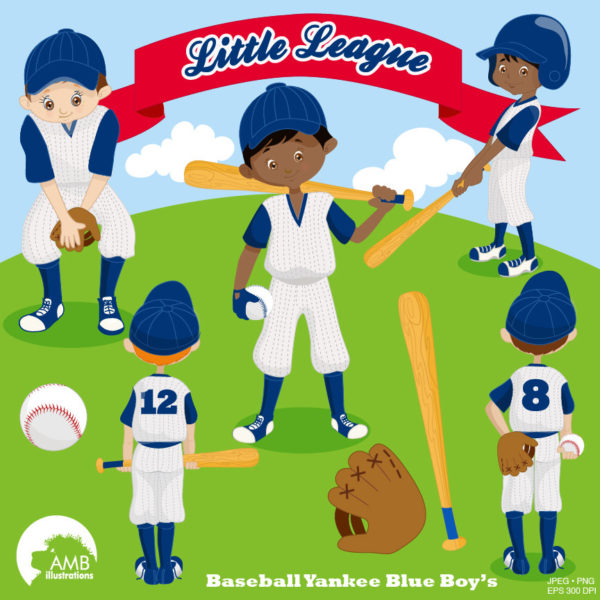 Baseball clipart, Yankee Blue clipart, Baseball Team clipart, Commercial use, vector graphics, digital images, AMB-1227