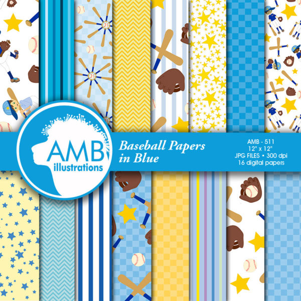 Baseball papers, Sports digital paper, baseball paper, baseball scrapbook papers, Softball images,  commercial use, AMB-511