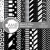 Black and White digital papers, Mixed Digital patterns, Checkers, polkadot, Stripes, Chevron, Backgrounds, Commercial use, AMB-531