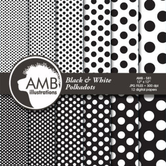 Black Dot digital paper, scrapbook papers, digital backgrounds, commercial use, instant download, AMB-581