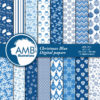 Blue Christmas digital paper, Holiday Backgrounds, Christmas blue papers, Scrapbooking, commercial use, instant download, AMB-1513
