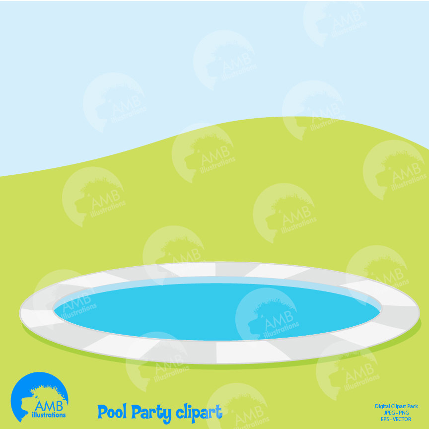 Boys Pool Party Clipart Vector PNG