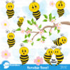 Bumble bee clipart, Bees, florals, Insects, honey, hive, bee scrapbook papers, commercial use, AMB-921