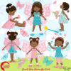 Butterfly clipart, Fairy clipart, Fairy girls clipart, princess clipart,  African American butterfly girls clipart,  AMB-1084
