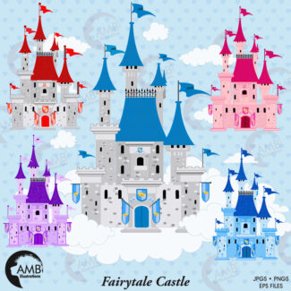 Castle clipart, Fairytale castle clipart, Princess clipart, Fairytale,commercial use, vector graphics, digital clip art,  AMB-992