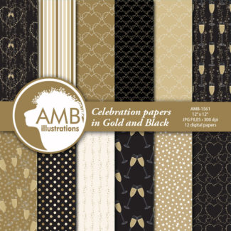 Valentine's and Celebration Party Patterns Valentine papers, New Years Eve papers, Champagne papers, celebration, commercial use, AMB-1561