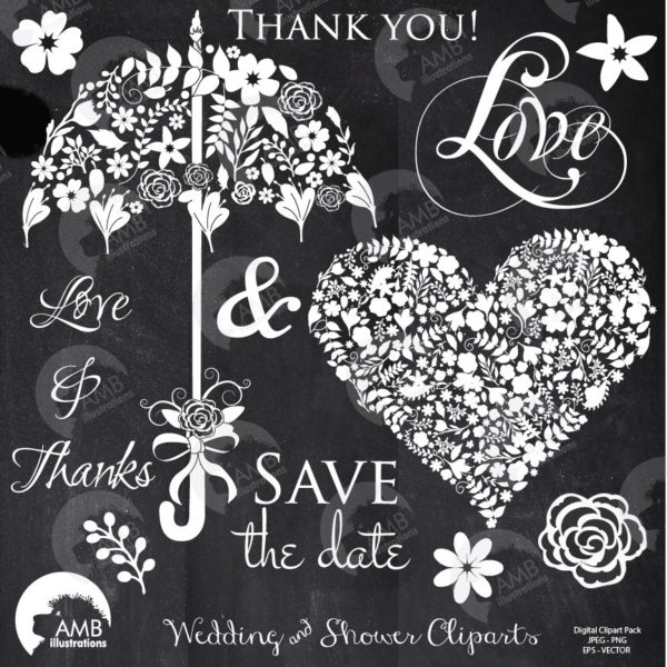 Chalkboard Wedding Clipart