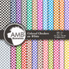 Checkered Digital Papers, Checkers Color on White Digital Backgrounds, Checkered Pattern, commercial use, AMB-414