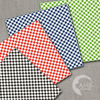 Checkered Digital Papers, Checkers Color on White Digital Backgrounds, Checkered Pattern, commercial use, AMB-414