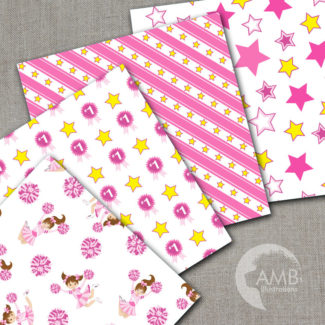 Cheerleader Digital Papers, Pink Cheerleaders papers, Sports Digital Papers, School Scrapbook Papers, Commercial Use, AMB-886