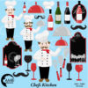 Chef clipart, Kitchen clipart, Wine clipart, Master chef clipart, Wine Bottles, Chef Clipart, Restaurant Frames, commercial use, AMB-914